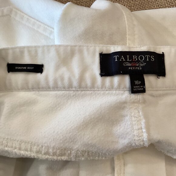 Talbots Signature Boot Womens Cream Velvet Pants Size Petites 16 16P Off-White - Picture 7 of 8